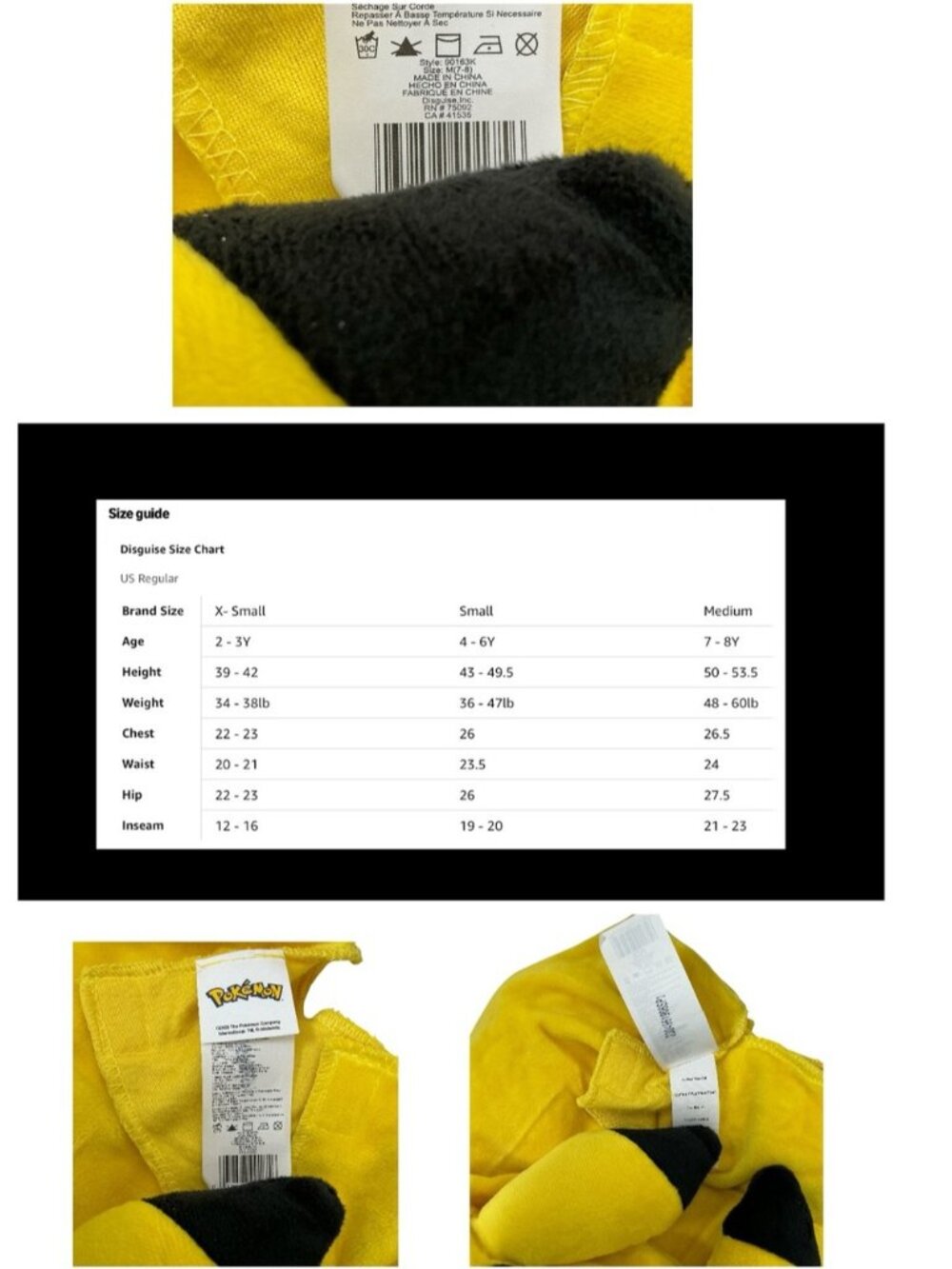 Pokémon Costume Jumpsuit with Headpiece/Hat Kids Medium 7-8 - Picture 3 of 16